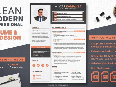 A clean, modern and professional resume or cv
