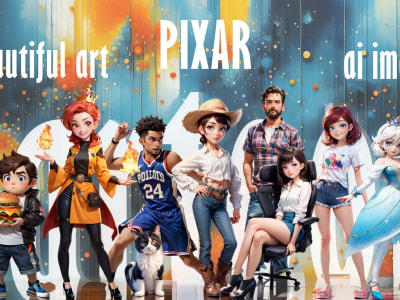A Pixar cartoon style AI image