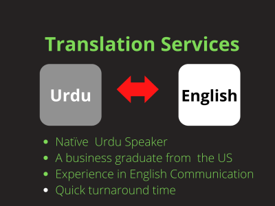 Translation from Native Urdu speaker (English to Urdu and Urdu to English)