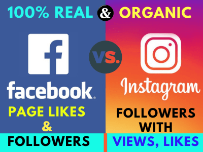 Organic 10000 Facebook page followers or 10000 Instagram followers