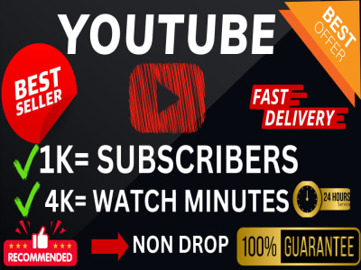 Real Youtube 1k Subscribers 4k watch hours Upwork