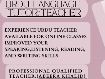 Urdu Language reading, speaking and writing Teacher.