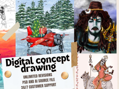 Concept art, drawing, illustration, painting, design