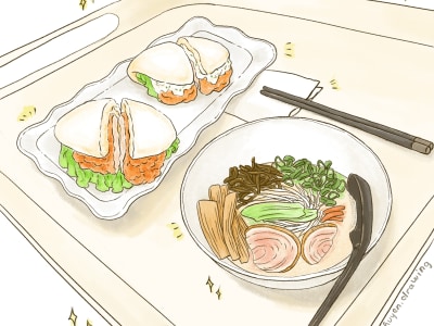 A manga-like food illustration