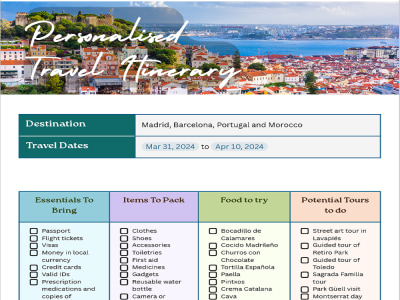 A personalized travel adventure with day by day plans worldwide