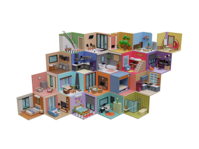 A Low poly Interior Rooms, Furniture Pack, House kit for Game environment