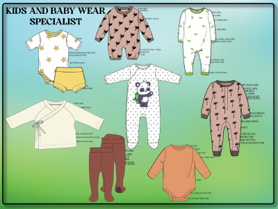 Kids & Baby Wear Tech Pack | Flat Sketches, BOM, Size Chart & Grading