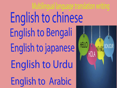 Multilingual language translation writing English to German/Spanish/Thai