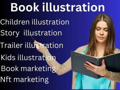 Illustrate children book illustration and book trailer promotion and nft