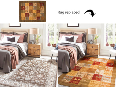 Rug is replaced via Photoshop in real environment