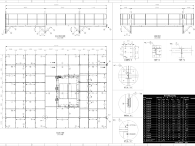 Steel structure drawings BOQ and detailed shop drawings