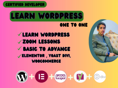 Help in learning wordpress, elementor, woocommerce and wordpress websites