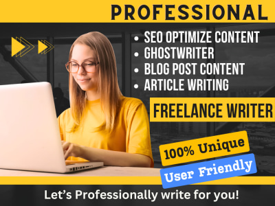 Freelance Blog writing, Article writing, SEO writing, Ghostwriting Services