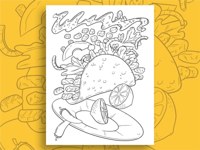 Detailed line illustrations for adult coloring books.