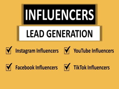 A lead list of instagram, youtube, tiktok and facebook influencers
