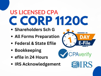 C CORP 1120c tax return and efile same day