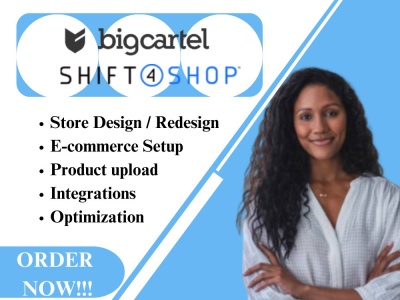 Big cartel, shift4shop, opencart ecommerce store design, product upload