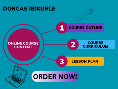 Online course content, course outline, course curriculum, lesson plan