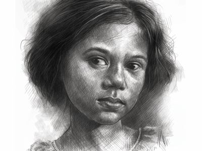 Creative portrait Art sketch with digital pencil art