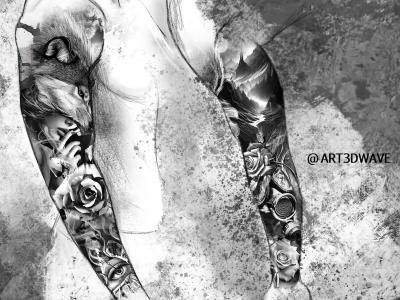 A stunning tattoo design for a tattoo sleeve