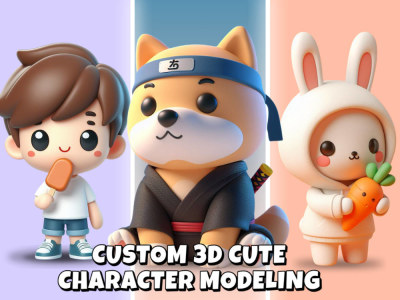 3d modeling cute chibi cartoon characters and rendering