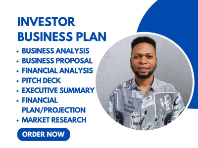 Investor ready business plan, grant proposal, pitch deck ,startup