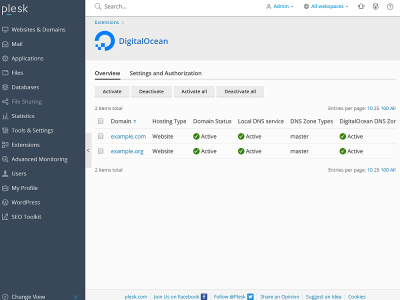 A DigitalOcean cloud configured