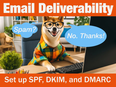 SPF, DMARC, DKIM setup. Email Deliverability improved, Spam issues handled.