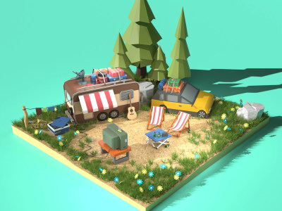 A 3d low poly model of game props, products, environments, buildings.