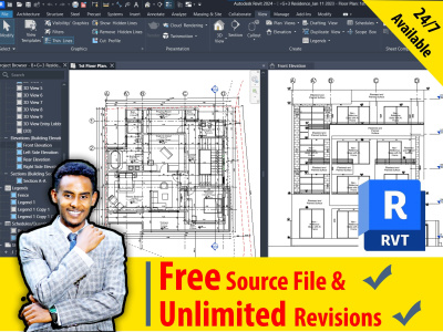 Complete Architectural Drawings in Revit/AutoCAD | Plans, Sections ...