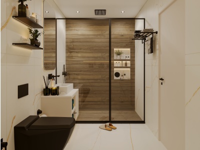 A luxurious bathroom, Rest room, Toiletry design, Powder room, 2D, 3D