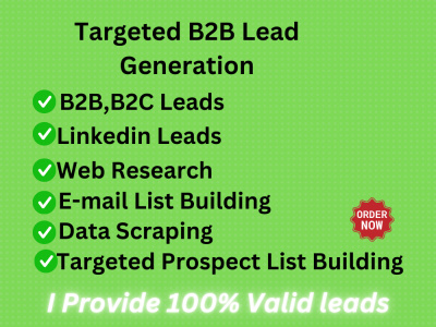Top-quality B2b Lead Generation, Linkedin Leads, Data Entry, Web Research.