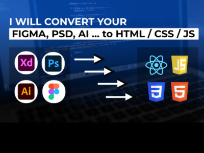 PSD, XD, Figma to a Website With React ,JS, HTML, CSS, and Tailwind CSS ...
