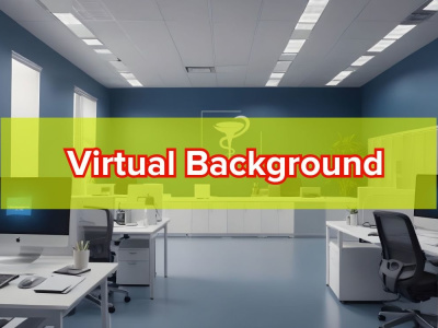 Zoom Google Meet or Teams Virtual Background with brand logo and QR