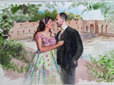 Watercolor Painting of Portraiture, landscape and figurative