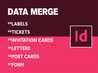 Data merge in Adobe InDesign from csv or spread sheet.