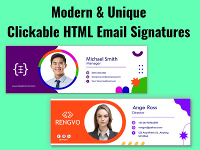 Clickable html email signature outlook signature design