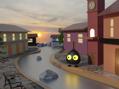 3D environment in Blender.