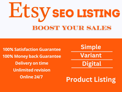 Etsy product listing, etsy product upload with seo to rank and boost sales