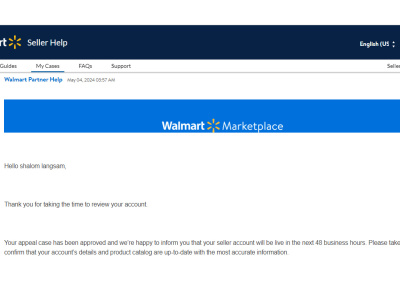 Walmart seller account suspension appeal/POA for reinstatement