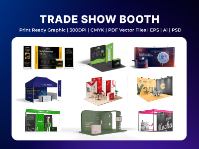 Printable trade show booth, backdrop for exhibition, banner, vector files