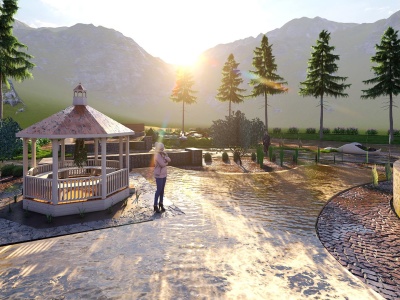 3D landscape, Pool, Backyard, Patio, Garden Design and Realistic Renderings