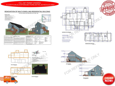 Complete Residential 2D drawing for Permit applications and construction