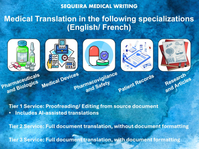 Linguistically accurate English-French medical/scientific translations
