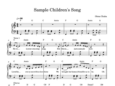 A memorable and fun kids song with music sheets and piano accompaniment