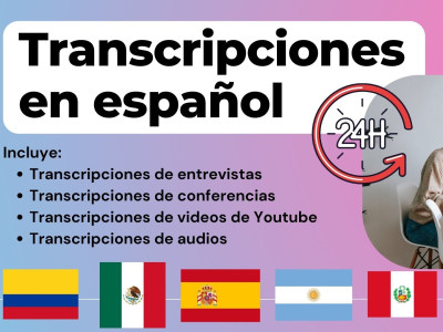 The transcription of your videos and audios in Spanish.