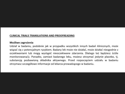 A professional translation/proofreading of clinical trials documents