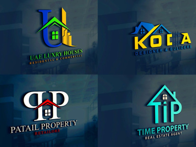 Luxury roofing, plumbing, construction, real estate logo and flyer