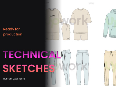 Technical sketches that are ready for tech pack for production