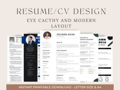 Professional resume design, CV design in editable format